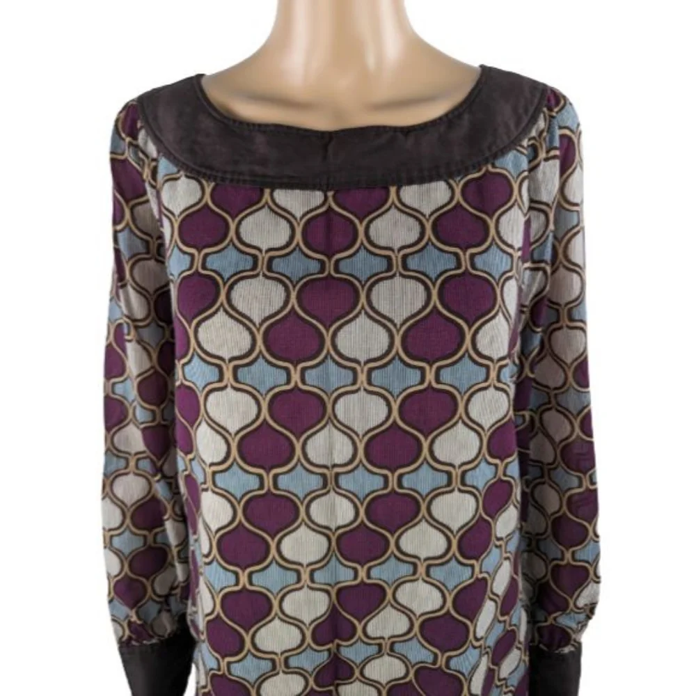 Tory Burch Long Sleeve Multi-Color Printed Top 10